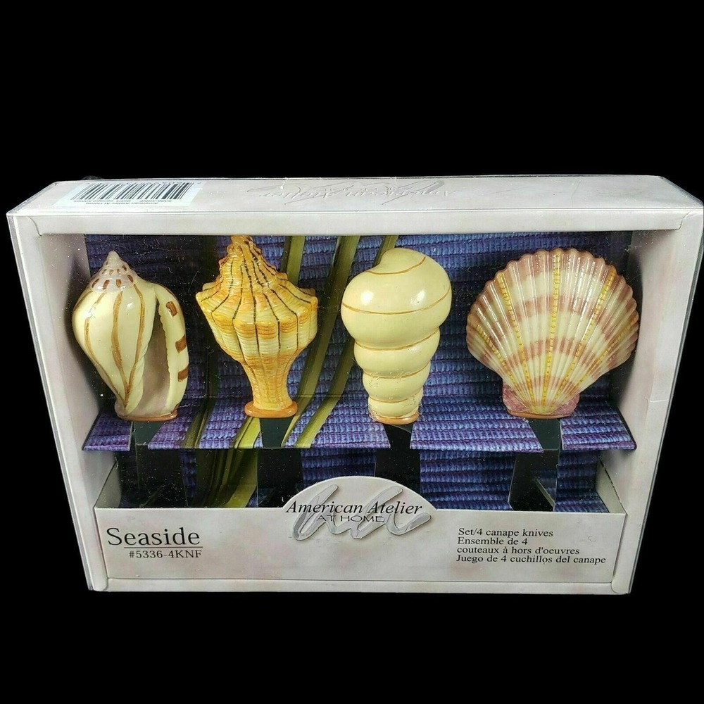 Seaside Faux Seashell Spreader Knives Canape Appetizer Set of 4 American Atelier